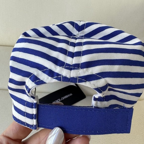 NWT DOLCE GABBANA BLUE WHITE STRIPES MYKONOS BASEBALL HAT SIZE S/56 Cm main image 5